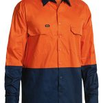 Bisley Drill Shirt, Orange/Navy